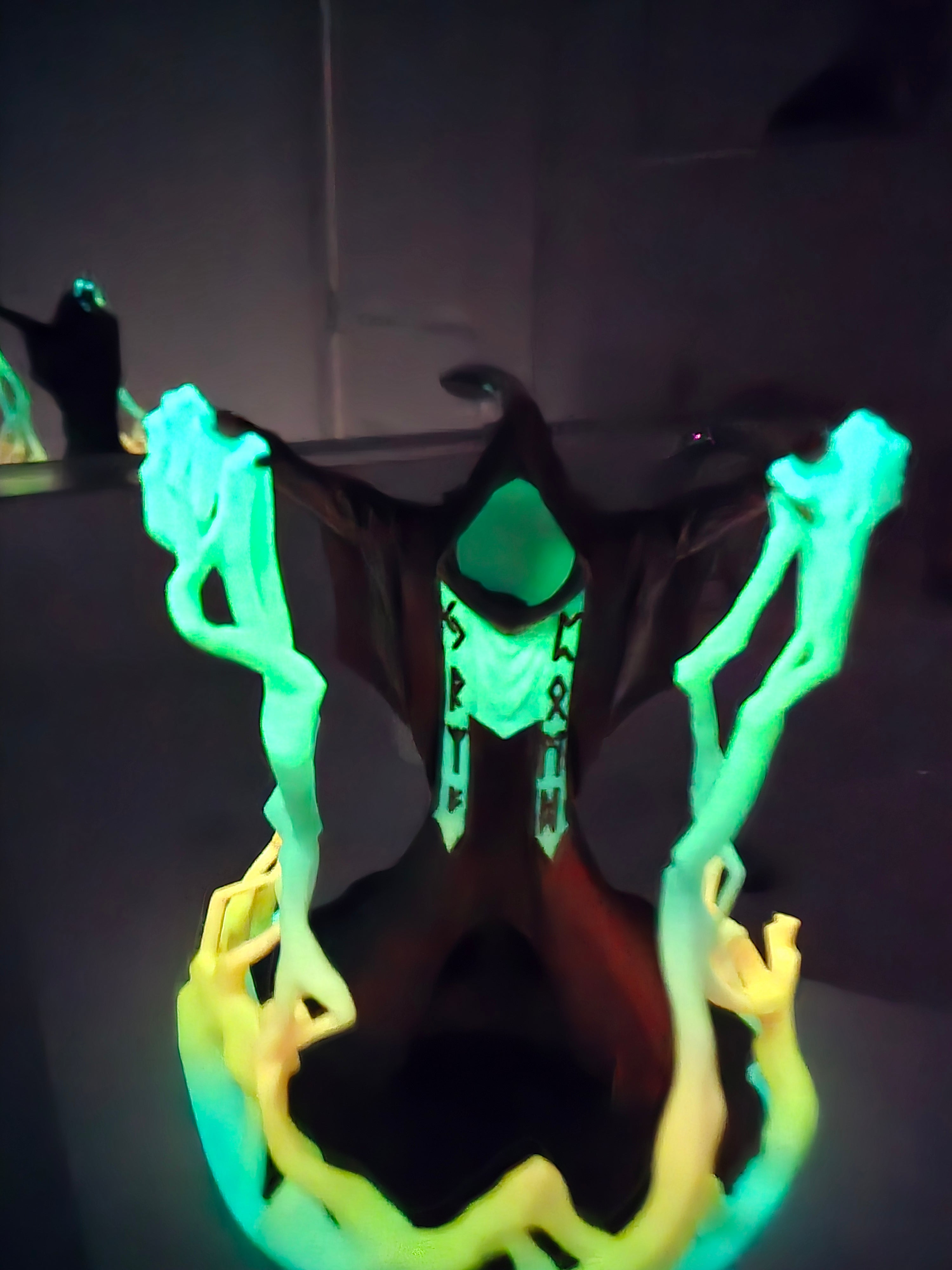 3D-printed Glow in the Dark Red Wizard Dicetower
