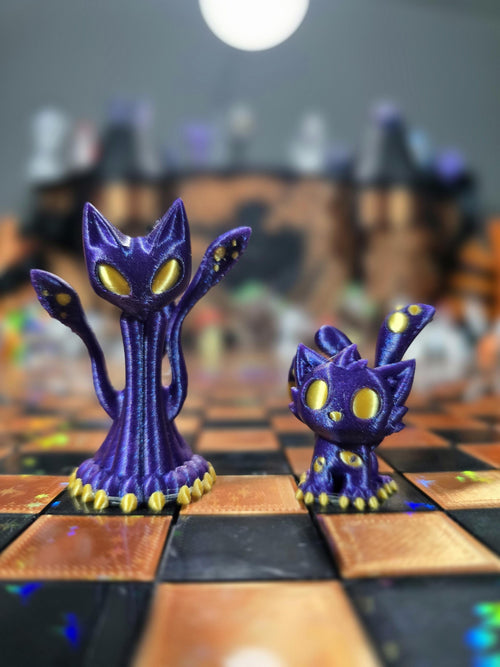3D Printed Displacer beast and Displacer kitten miniature