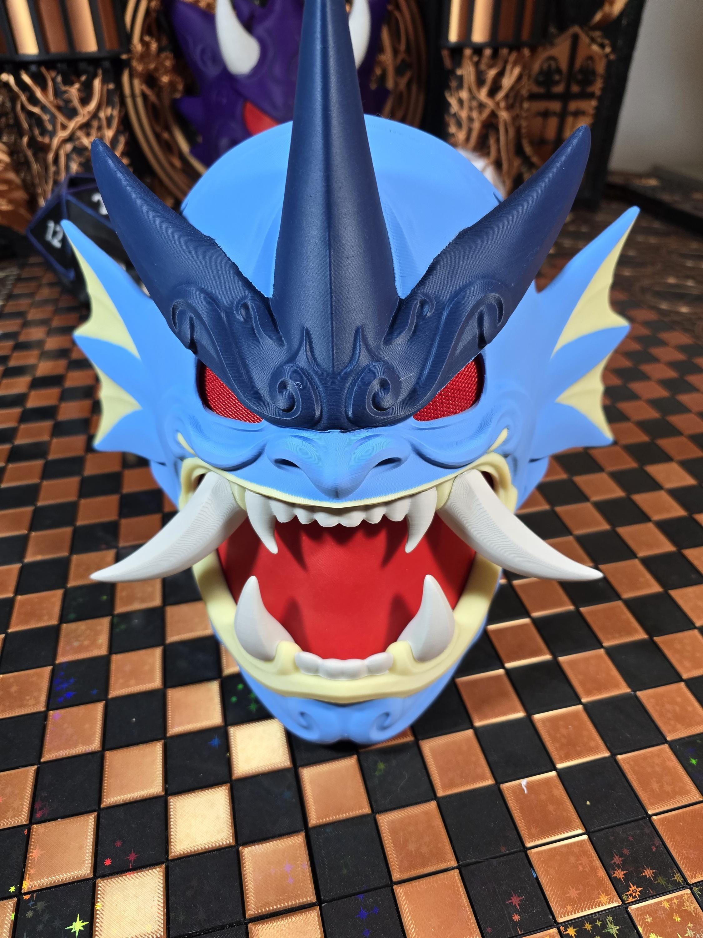 Water Serpent Oni - Japanese Dragon Menpo Mask – 3D Printed Cosplay Prop