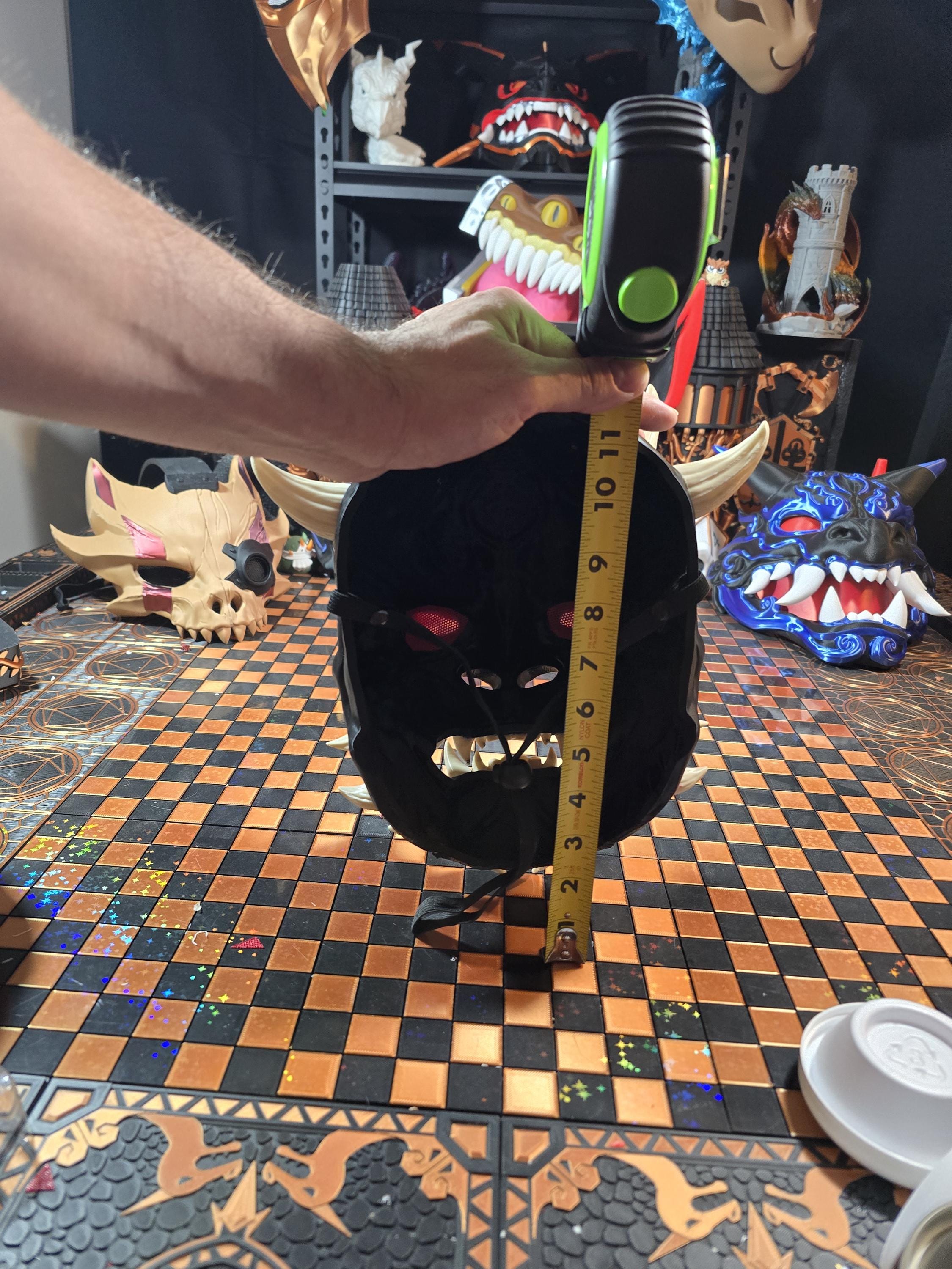 Infernal Sith Oni Mask – Red Black Horned Demon Cosplay (3D Printed)