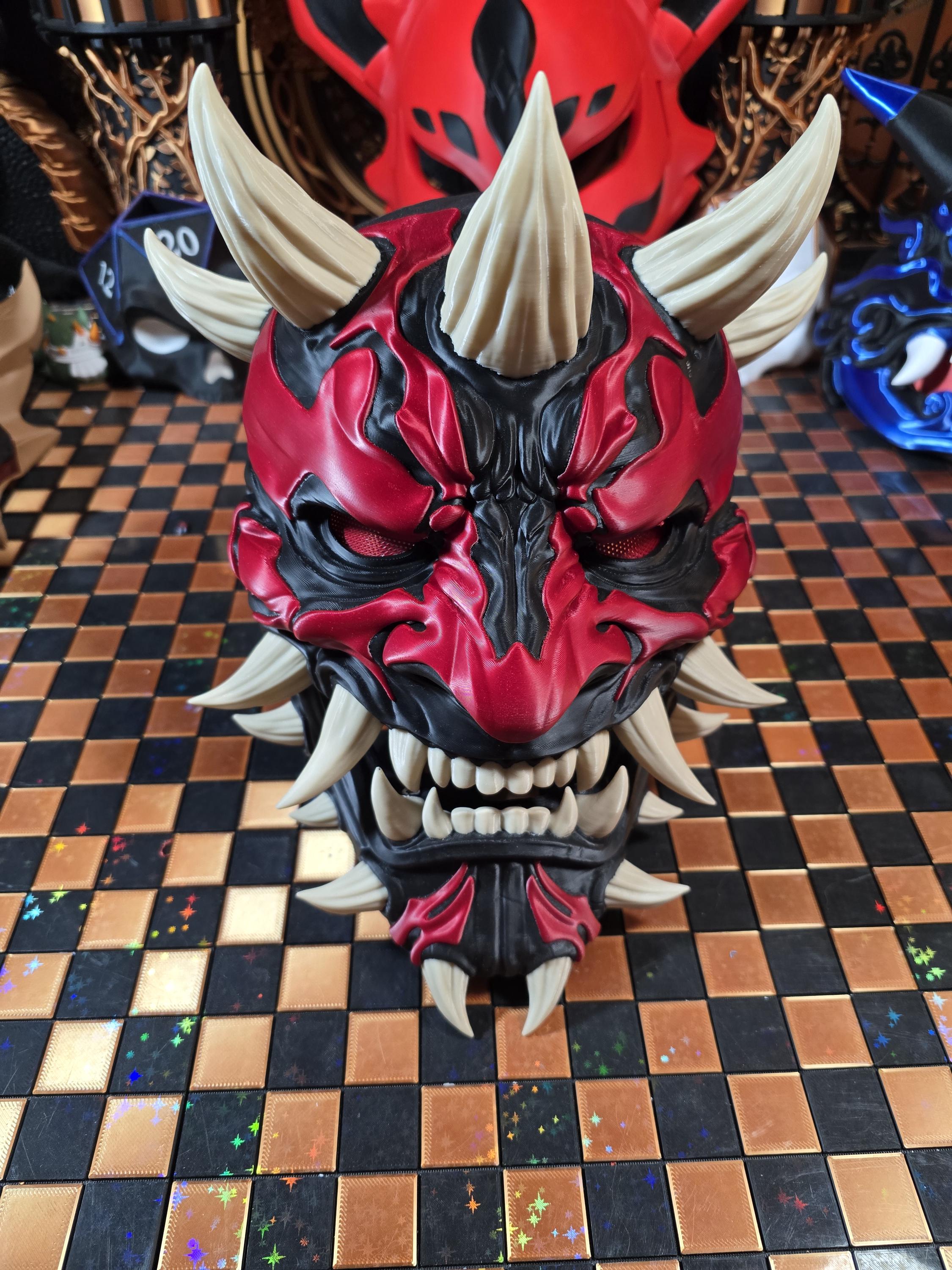 Infernal Sith Oni Mask – Red Black Horned Demon Cosplay (3D Printed)