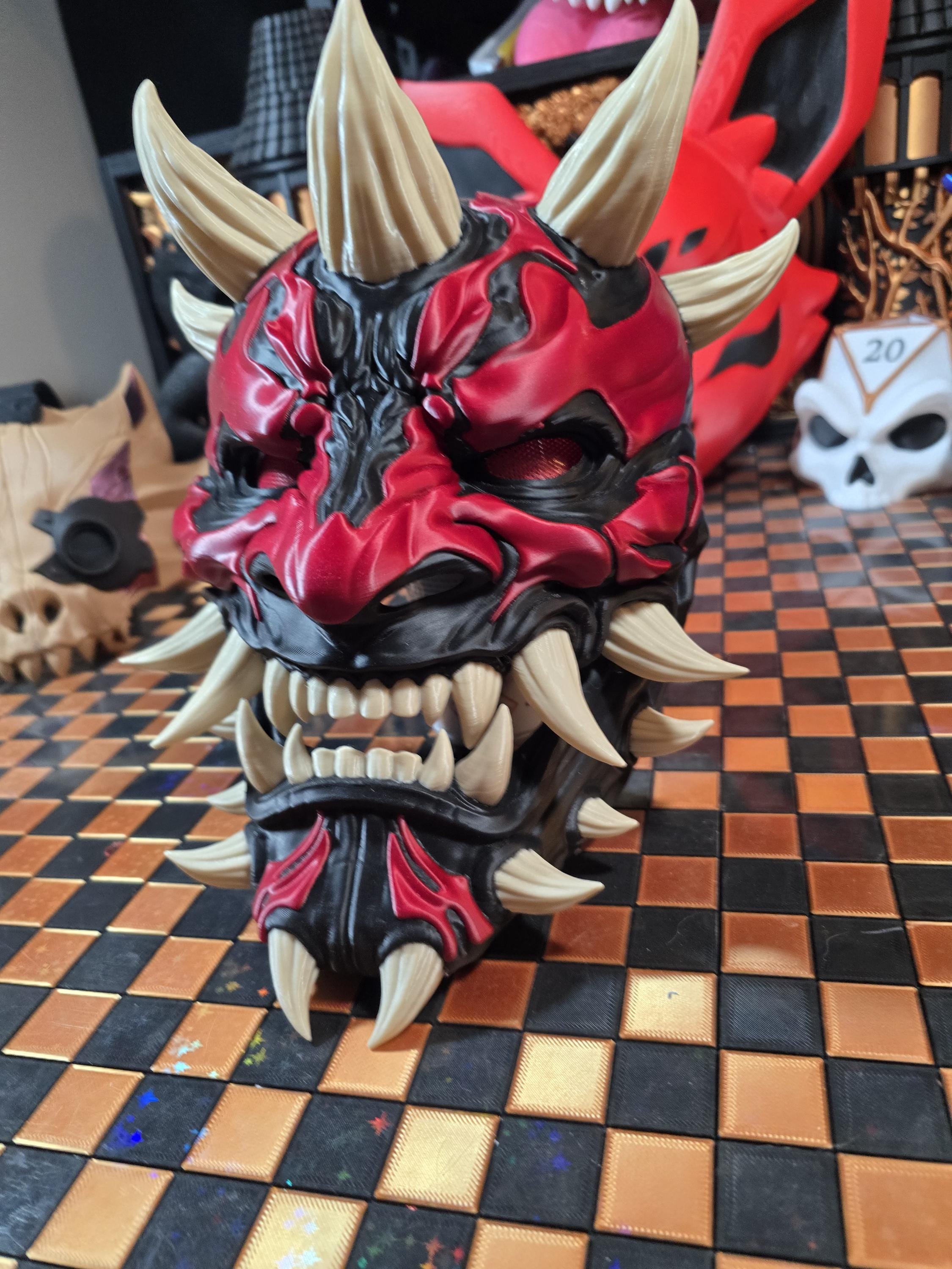 Infernal Sith Oni Mask – Red Black Horned Demon Cosplay (3D Printed)